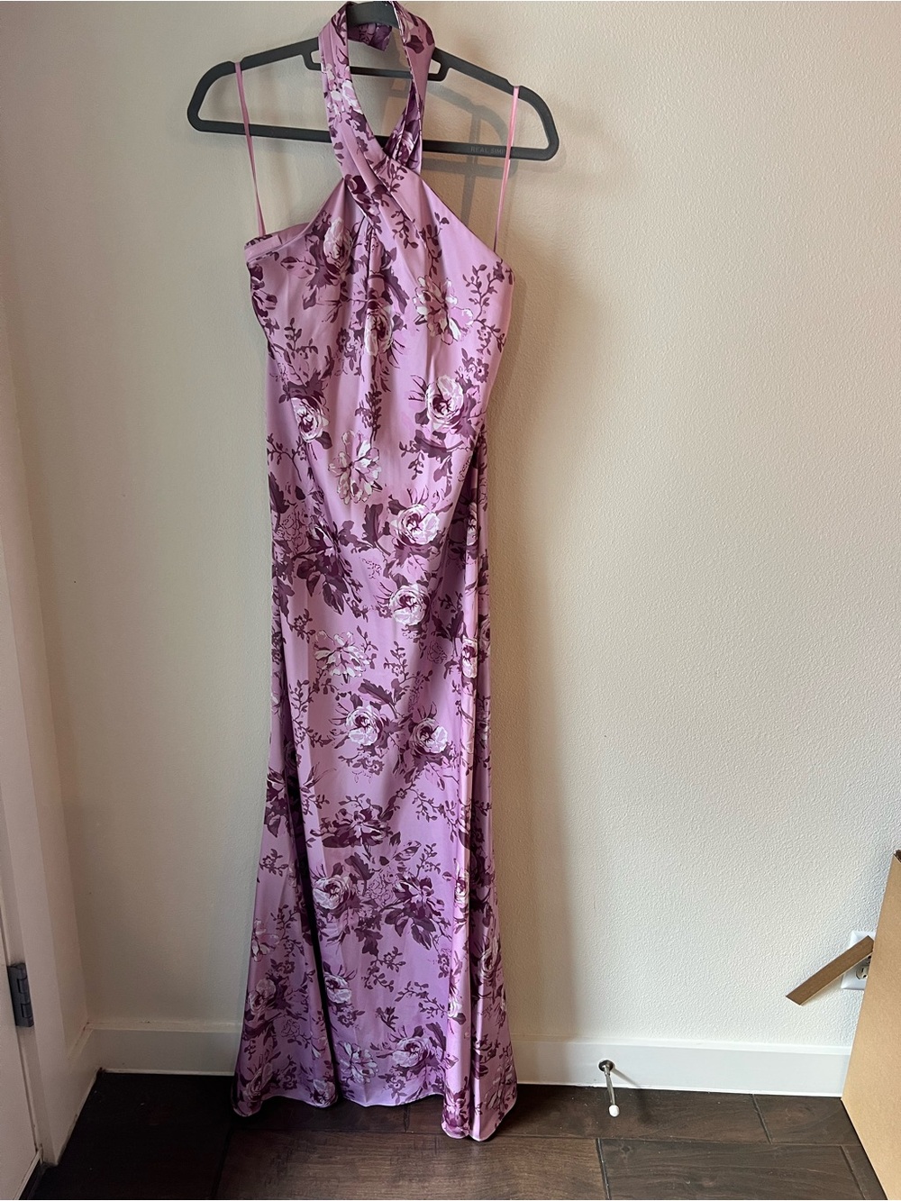 Lilac Floral Halter Maxi Dress - Women's